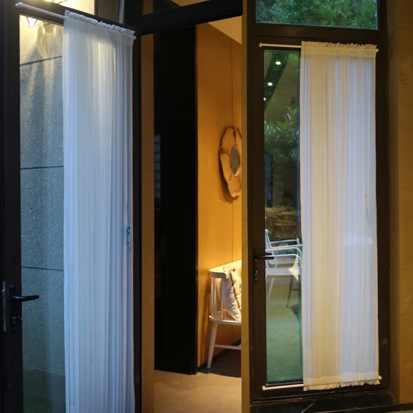 White Lace Coffee Mesh Pure Yarn Up and Down Fixed Curtain for Bar Kitchen Cabinet Glass Door - Image 4