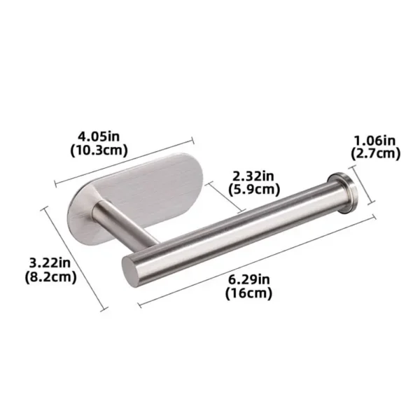 1pc Stainless Steel Paper Towel Holder No Punch Wall Mount Paper Roll Shelving Toilet Home Bathroom Kitchen Organizer - Image 6