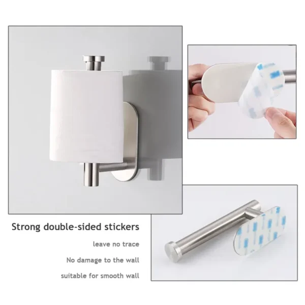 1pc Stainless Steel Paper Towel Holder No Punch Wall Mount Paper Roll Shelving Toilet Home Bathroom Kitchen Organizer - Image 5