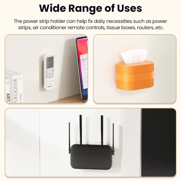 Toocki Self-Adhesive Power Socket Strip Fixator Wall Mounted Self Adhesive Punch Free Row Plug Holder for Kitchen Home Office - Image 3
