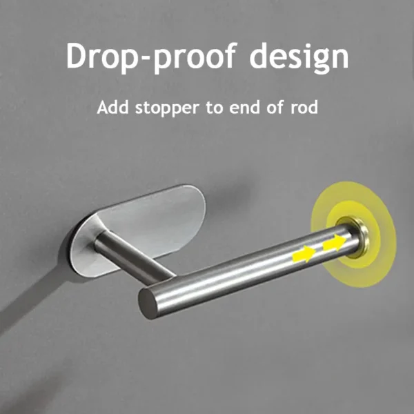 1pc Stainless Steel Paper Towel Holder No Punch Wall Mount Paper Roll Shelving Toilet Home Bathroom Kitchen Organizer - Image 3