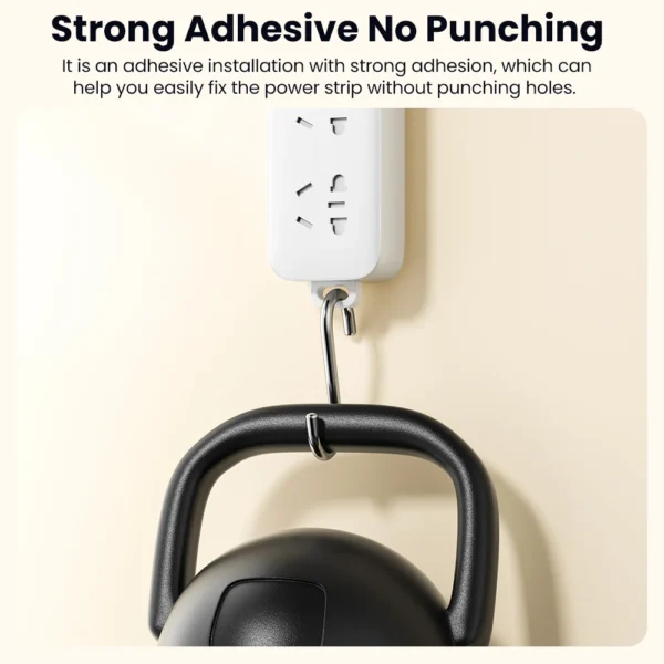 Toocki Self-Adhesive Power Socket Strip Fixator Wall Mounted Self Adhesive Punch Free Row Plug Holder for Kitchen Home Office - Image 4