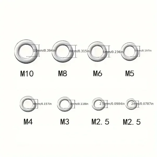 360pcs 304 Stainless Steel Flat Washers Set, Perfect For Home Decor, Factory Repair, Kitchens, Shops & More - Image 4